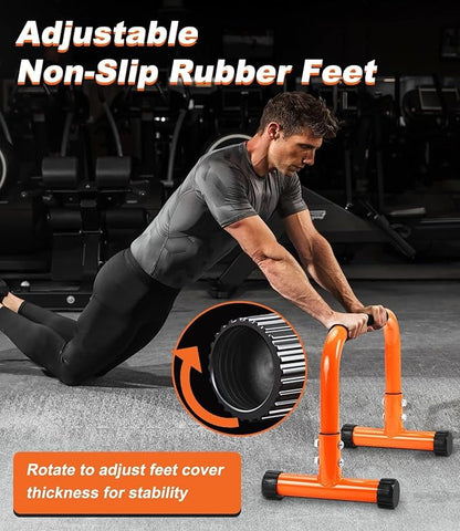 Push Up Bar, 12 Inch High Non-Slip Parallettes Bars & Dip Bars With Foam Handles, Heavy-Duty No Wobbling Calisthenics Equipment For Handstand, L-Sit, Gymnastics, Strength Training Home Gym Use