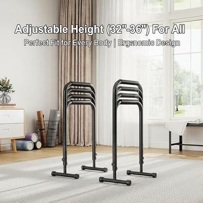 Adjustable Dip Bars, 440LBS Heavy Duty Dip Station for Home Gym, Stable Calisthenics Bars with Anti-Slip Grips for Upper Body Workout, Push Up Bars Portable Dip Stand (32"-36" Height)