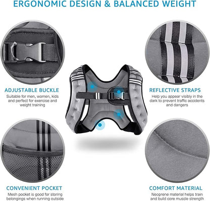Henkelion Weighted Vest Weight Vest for Men Women Kids Weights Included, Body Weight Vests Adjustable for Running, Training Workout, Jogging, Walking