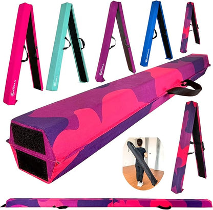 MARFULA 6 FT / 8 FT / 9 FT Folding Gymnastics Beam Foam Balance Floor Beam - Extra Firm - Suede Cover - Anti Slip Bottom with Carry Bag for Kids/Adults Home Use
