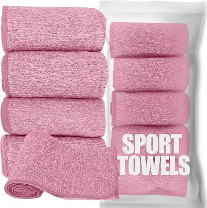Microfiber Quick Dry Gym Towel, Silver ION Odor-Free Absorbent Fiber, Fast Drying, Men & Women Workout Gear for Body Sweat, Working Out, Towels (Pink, 5Pack - 16 * 27Inch)