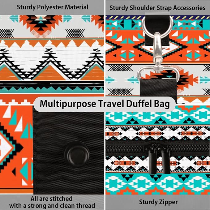 Travel Duffel Bag Western Aztec Sport Tote Gym Bag Waterproof Foldable Carryon Weekend Overnight Training Handbag Sports Duffle Bags for Women Men Boys Girls,A-1