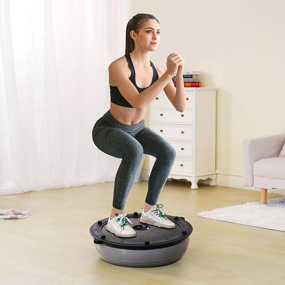 VEVOR Half Exercise Ball Trainer, 23/26 inch Balance Ball Trainer, 1500lbs Capacity Stability Ball, Yoga Ball with Resistance Bands & Foot Pump, Strength Fitness Ball for Home Gym Full Body Workout