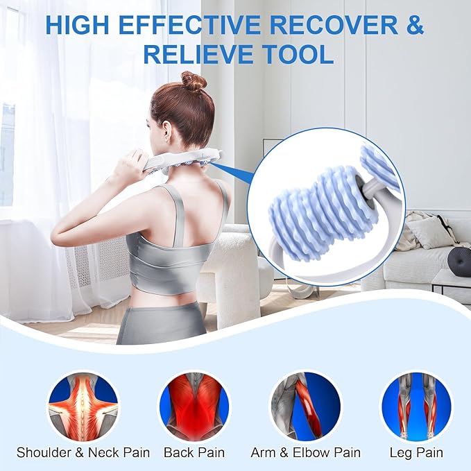 KESHWELL Cellulite Massage Roller,Lymphatic Drainage Massager,Muscle Massage Roller,Cellulite Remover for Leg Massager,Manual Massage Stick with Detachable Rollers for Leg,Neck,Back, Arm,Thigh.Blue