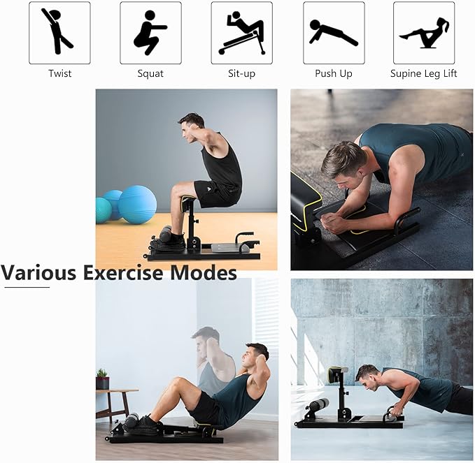 Sissy Squat Machine,SPORFIT Deep Squat Machine,Adjustable Leg Strength Training Machines,Multi-Function Equipment for Sit-up&Push-up&Plank Workout for Home Gym