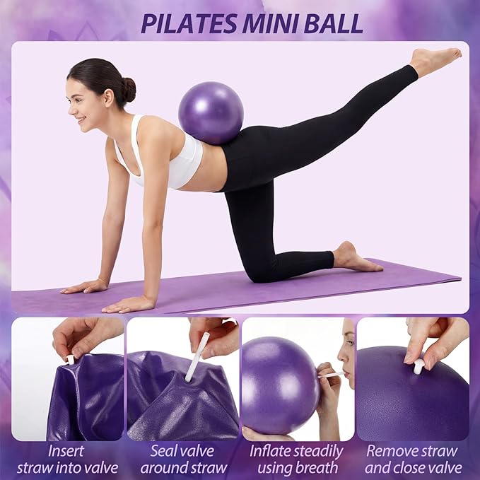 Soulchen 13 Pcs Pilates Equipment Kit for Home Workout Pilates Ring and Ball Set for Women 1.1lb *2 Ergonomic Bone Shaped Dumbbells with Resistance Bands, Yoga Strap, Bag