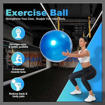 Yoga Ball Exercise Ball - Anti-Slip and Anti-Burst Workout Ball, Birthing Ball Fitness Ball with Quick Pump, Balance Ball Chair for Stability, Pregnancy and Physical Therapy