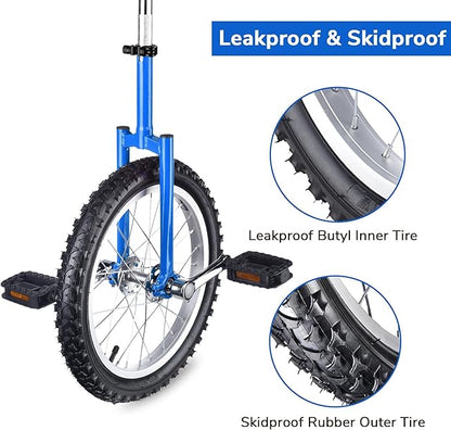 AW 16/18/20/24 Inch Wheel Outdoor Unicycle Adjustable Seat Exercise Bicycle Fit Adults Kids Outdoor Sports Fitness Exercise, for Choice