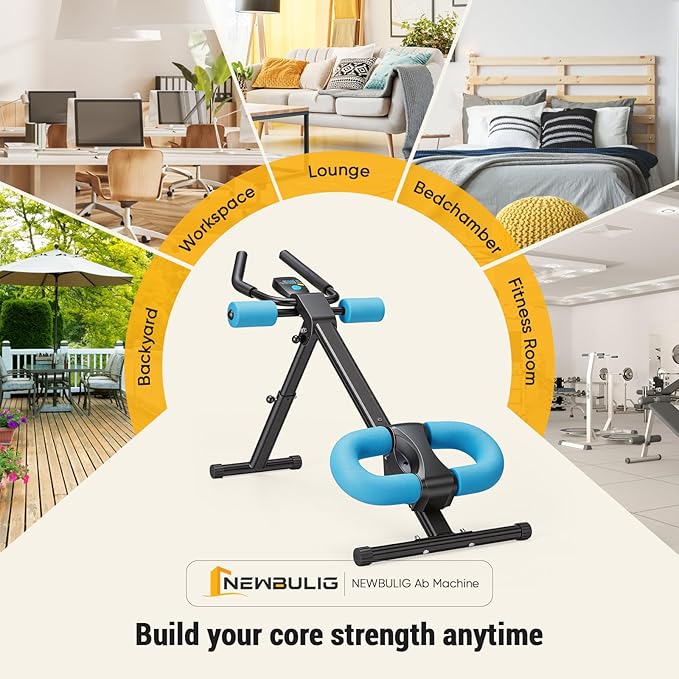 NEWBULIG Ab Machine, Abs Workout Equipment for Home Gym, Adjustable Ab Trainer Machine for Stomach Workout, Foldable Abdominal Trainer