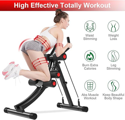 KESHWELL Ab Machine,Ab Workout Equipment For Home,Whole Body Exercise Waist Trainer For Women,Ab Machine For Stomach Workout,Foldable Fitness Exercise Equipment With Resistance Bands&LCD Display