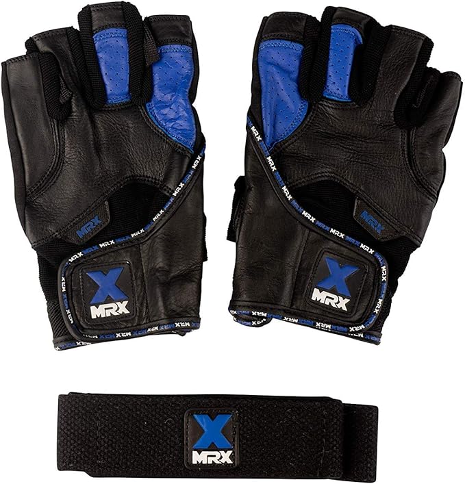 MRX Weight Lifting Pro Level Gloves with 18 Inches Long Wrist Strap Gym Workout Exercise & Fitness in