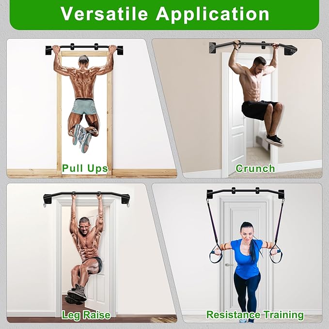 SELEWARE Heavy Duty Wall Mount Pull Up Bar, Joist Mount Chin Up Bar for Doorway, Sturdy Steel Construction, w/Resistance Band Hooks, Fits 32"/36" Wall Studs for Home Gym Strength Training