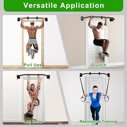 SELEWARE Heavy Duty Wall Mount Pull Up Bar, Joist Mount Chin Up Bar for Doorway, Sturdy Steel Construction, w/Resistance Band Hooks, Fits 32"/36" Wall Studs for Home Gym Strength Training