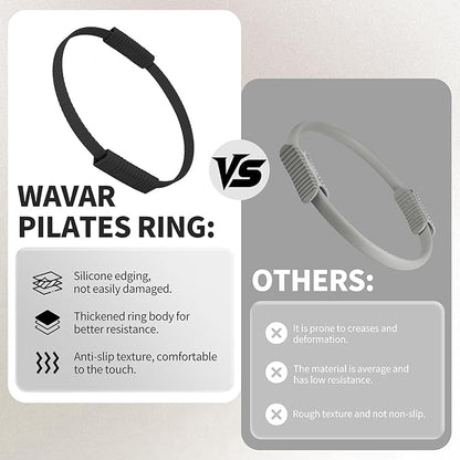Wavar Pilates Essentials Kit for Women Pilates Equipment with 13.5" Magic Circle Mini Ball Resistance Band Premium Accessories Pilates Ring Set for Starter Workout at Home with Exercise Guide