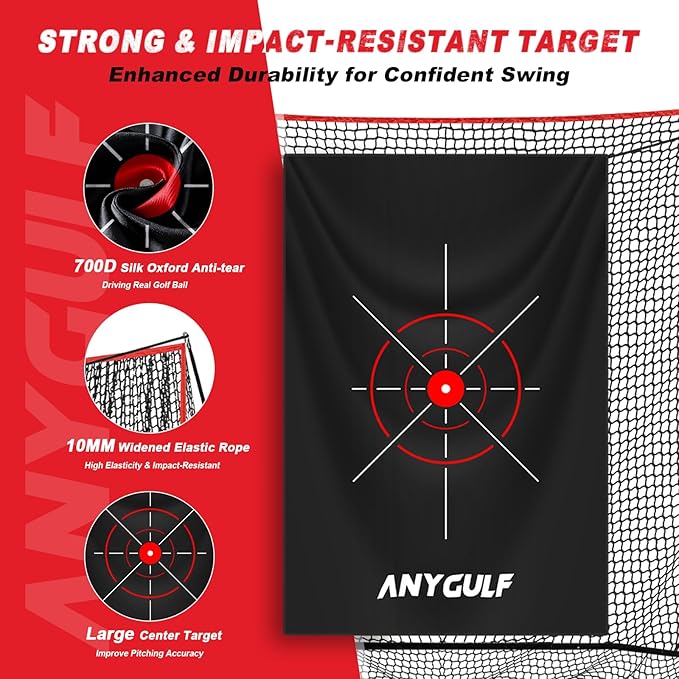 Pro Golf Net, 10x7ft Heavy Duty Golf Practice Net with Mat, Outdoor Indoor Hitting Nets with Noise Reduce Silk Target for Backyard Driving Chipping/Garage Training, Christmas Gifts for Men Boys