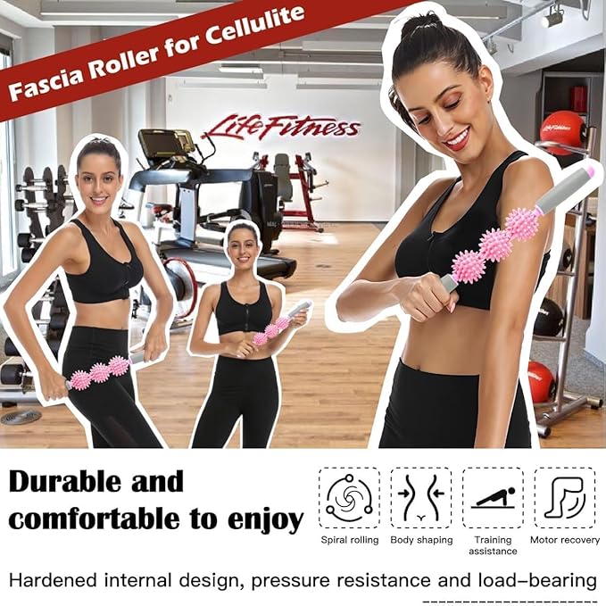 Cellulite Massager, Fascia Blaster for Cellulite, Muscle Roller Stick Lymphatic Drainage Massager for Relif Body Sorness, Trigger Points, Sports Legs, Back Recovery, Sakura Pink