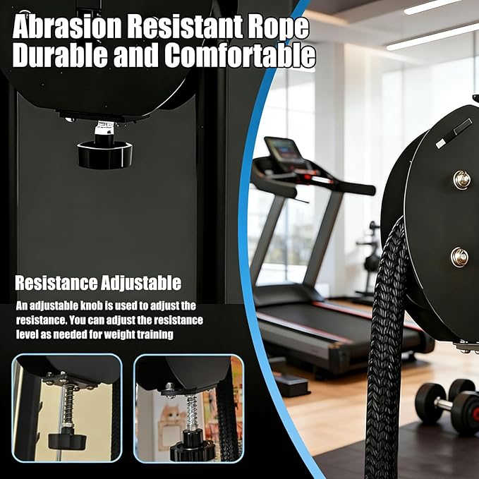 Endless Rope Trainer, Adjustable Resistance Pulley System for Home Gym, Portable Cable Machine with Nylon Rope, Suspension Infinity Rope Trainer for Full-Body Strength & Interval Training