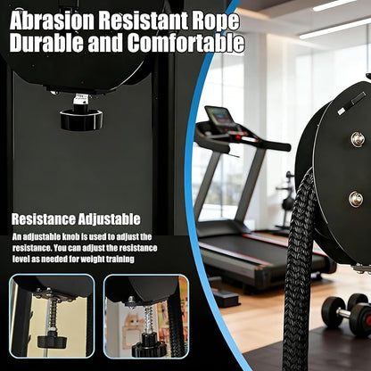 Endless Rope Trainer, Adjustable Resistance Pulley System for Home Gym, Portable Cable Machine with Nylon Rope, Suspension Infinity Rope Trainer for Full-Body Strength & Interval Training