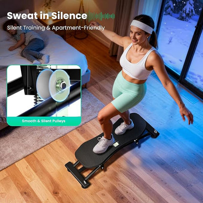 Balance Board with Resistance Bands, 300LBS Portable Ski Balancing Machine Exercise Equipment Featuring LCD Monitor for Cardio, Quiet Home Ski Simulator Trainer for Full Body Workout