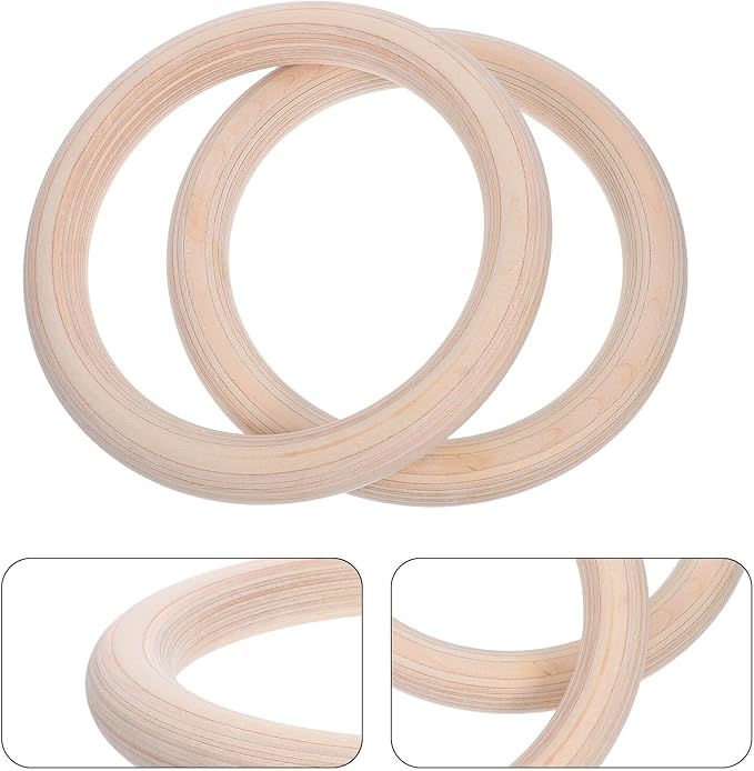Gymnastic Rings Wooden Pull up Rings 2pcs Set for Home Gym Strength Training Calisthenics Equipment Full Body Workout for Men and Women