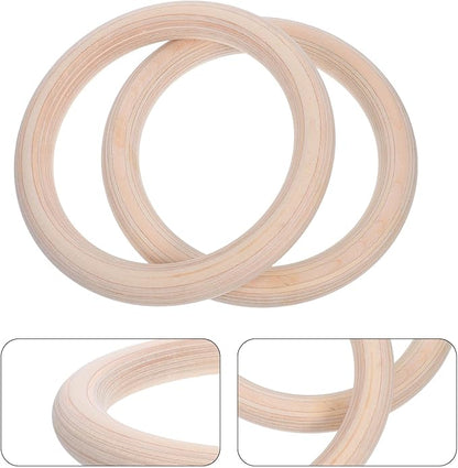 Gymnastic Rings Wooden Pull up Rings 2pcs Set for Home Gym Strength Training Calisthenics Equipment Full Body Workout for Men and Women