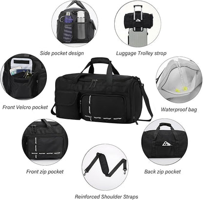 MAXTOP Gym Bag for Women Men Travel Duffle Bag Large Capacity Carry On Weekender Overnight Bag With Shoe Compartment Gym Tote Dry Wet Separation Duffel Bag for Travel