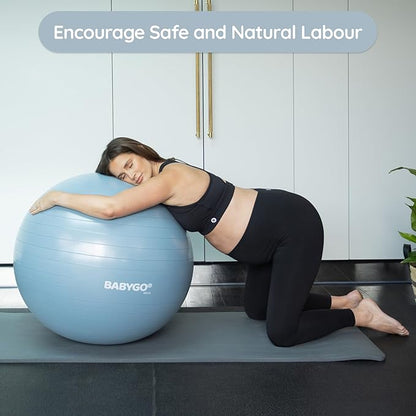BABYGO Birthing Ball - Pregnancy Yoga Labor & Exercise Ball & Book Set Trimester Targeting, Maternity Physio, Birth & Recovery Plan Included Anti Burst Eco Friendly