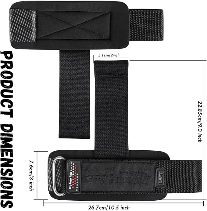 Gym Lifting Dowel Straps Neoprene Padded Wrist Wraps for Weight Training, Bodybuilding & Fitness – Wrist and Grip Support, 2 Pack (Jet Black)