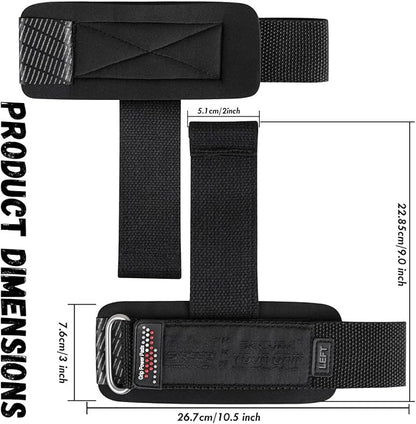 Gym Lifting Dowel Straps Neoprene Padded Wrist Wraps for Weight Training, Bodybuilding & Fitness – Wrist and Grip Support, 2 Pack (Jet Black)