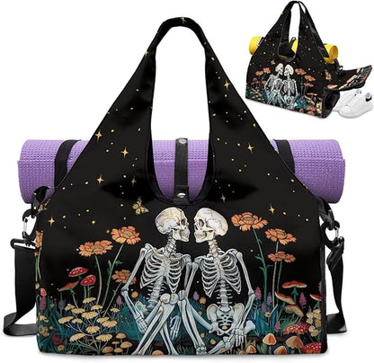 Gym Bag with Yoga Mat Holder Large Tote Bag With Multi Pockets for Women Men Dry Wet Separated Pocket Carryall Yoga Tote Bag for Pilates Travel Workout Office