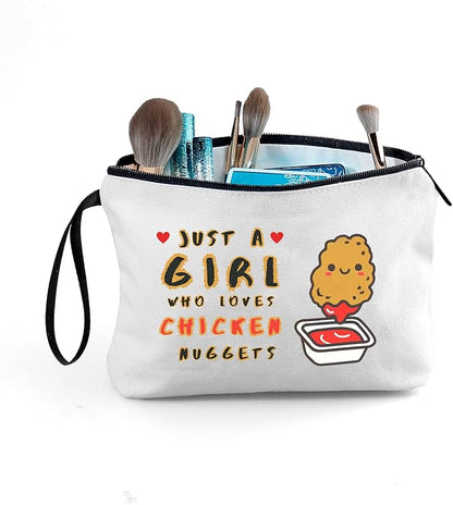 Chicken Nugget Foodie Funny Food Quirky Birthday Gifts for Friend Sisters Women Daughter Girl Teen Small Cosmetic Makeup Bag Christmas