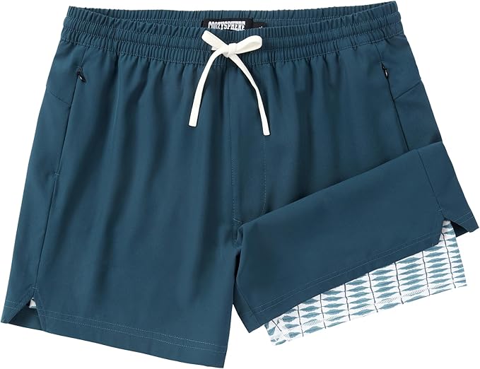 Men 2 in 1 Running Shorts with Compression Liner 5" 7" Quick Dry Workout Athletic Shorts with Pockets Towel Loop