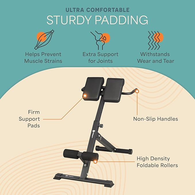 Lifepro SculptTrainer Roman Chair – Hyperextension Bench for Strength Training – Adjustable Back Extension Machine, Ab Bench & Foldable Sit-Up Bench for Athletes, Core Work & Home Gym Workouts