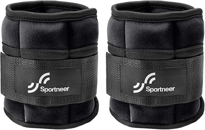 Sportneer Adjustable Ankle Weights Set - 1 Pair (2-10 lbs) Removable Sandbags for Women & Men, Comfortable Neoprene Leg Weights for Walking, Running, Pilates, Yoga, Home Workout & Physical Therapy