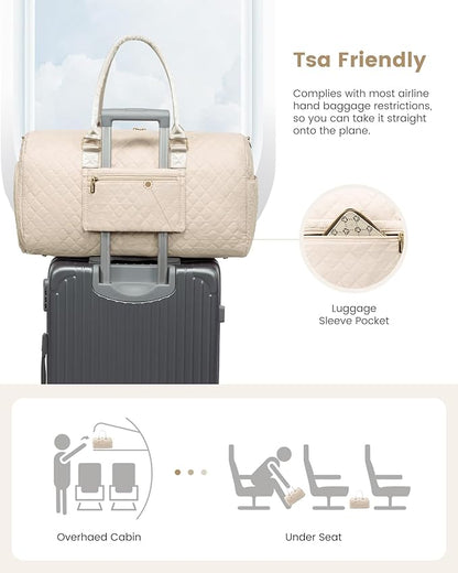 LOVEVOOK Travel Duffle Bag, Weekender Bag for Women with Toiletry Bag, Carry on Overnight Bag with Shoe Compartment, Gym Duffel Bag with Wet Pocket, Mommy Hospital Bags for Labor and Delivery