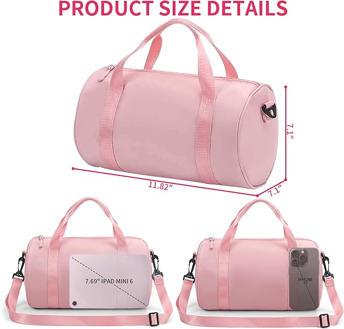 Mini Gym Bag for Women Small Duffle Bag Mini Gym Tote Bag Sport Bag for Yoga Swimming Dance (Pink)