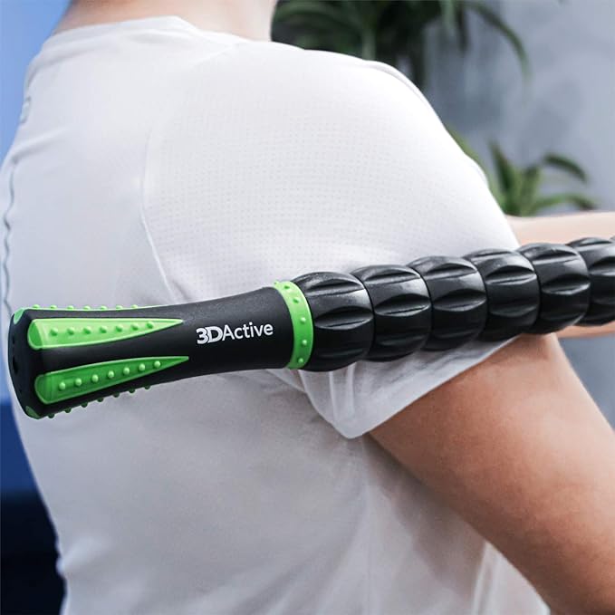 3DActive Massage Roller Stick for Muscle Recovery, Deep Tissue & Trigger Point Massage Muscleroller for Athletes for Post-Workout Recovery, Relieve Cramps & Release Muscle Tension - Green
