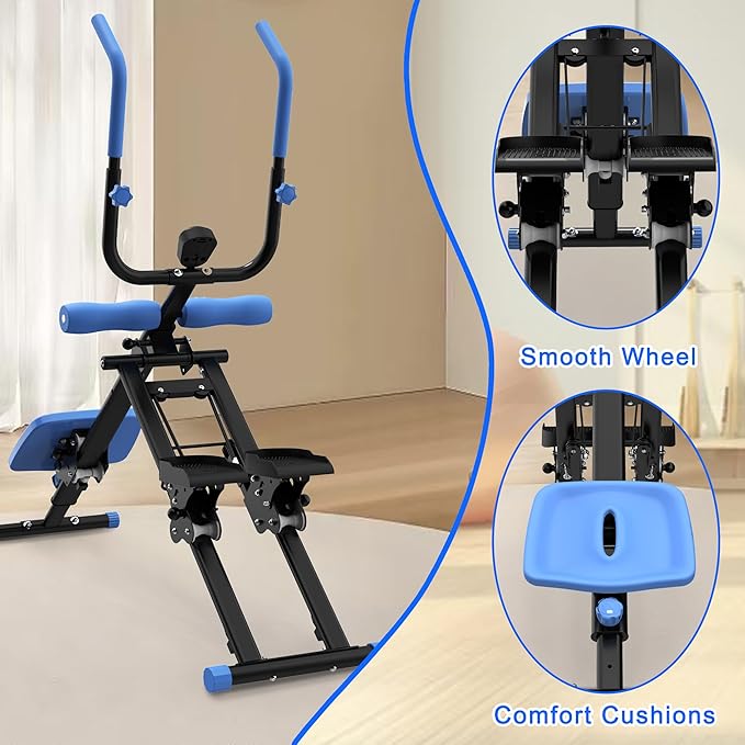 Space Saving 2-in-1 Home Gym, Stair Stepper & Ab Workout Machine Combo for Cardio and Core Training, Compact Multifunctional Fitness Equipment