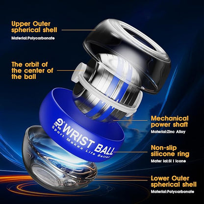 Wrist Trainer Ball Auto-Start Gyroscopic Forearm Exerciser Gyro Ball for Strengthen Arms, Fingers, Grip and Muscles