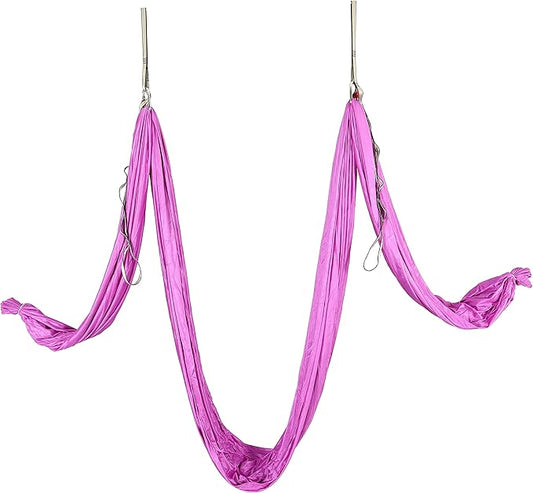HECASA Aerial Silks Yoga Swing Set, Aerial Yoga Hammock w/Daisy Chain for Home, Inversion Exercises, Strength Training and Starter Kit