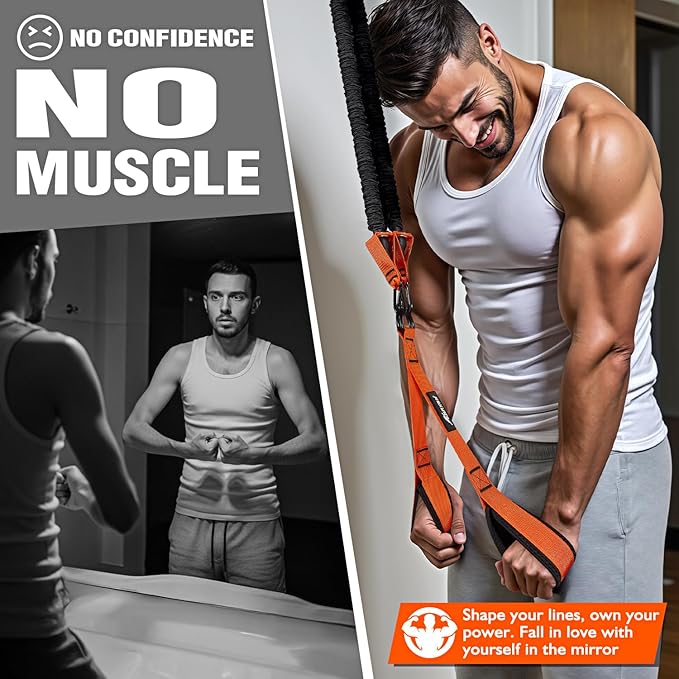 HPYGN Resistance Bands Training for Arms, Biceps, Triceps, Back, Abs, Shoulders, Heavy Duty Exercise Bands with Handles, Door Anchor, Home Gym Workout Equipment for Tricep Pushdowns, Face Pulls