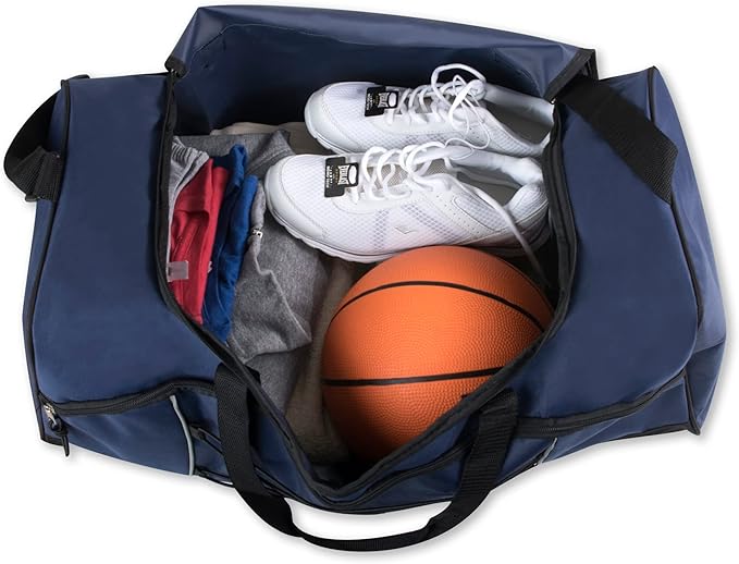60 Liter, 26 Inch Duffle Bag – Heavy Duty Extra Large Sports Gym Equipment Travel Duffel Bag for Men and Women (Blue)