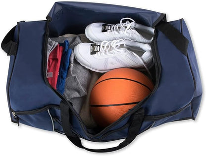 60 Liter, 26 Inch Duffle Bag – Heavy Duty Extra Large Sports Gym Equipment Travel Duffel Bag for Men and Women (Blue)