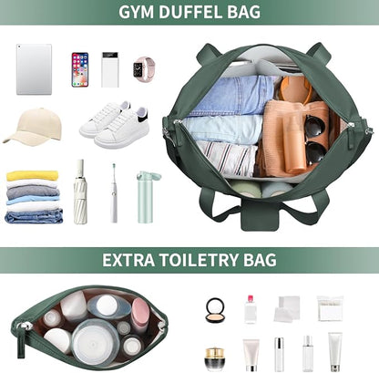 ETRONIK Gym Bag for Women, Personal Item Travel Bag with Shoes Compartment, Weekender Overnight Duffel Bag with Wet Pocket & USB Charging Port, Carry On Bag for Women, Travel, Gym, Weekend