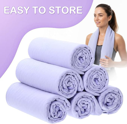 Soulchen 6 Pack Hot Yoga Towel Bulk with Grip Dot Non Slip 72" x 24" Microfiber Yoga Mat Soft Sweat Absorbent Pilates Blanket Mat Towel for Exercise Fitness Accessories Workout Gym(Purple)