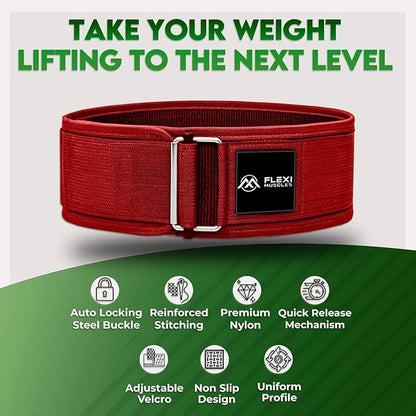 Quick Lock Weightlifting Belt - Adjustable Back Support with Metal Buckle - Ideal for Powerlifting, Cross Training, and Olympic Lifting - Durable Gym Belt for Men & Women