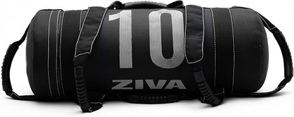 ZIVA Premium Power Core Sandbag - Elite Level Pre-Weighted Workout Bag, Commercial Grade Textured DuraLeather Shell, Reinforced Stitching Webbing, Ergonomic Handles | Home Gym Exercise - (10-50 lbs.)