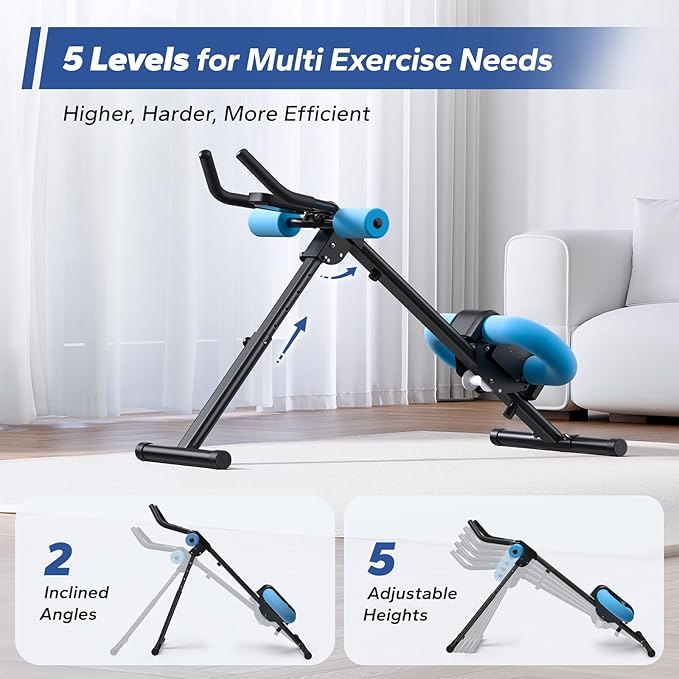 MERACH Ab Machine, Ab Workout Equipment, Adjustable Ab Trainer Machine for Abs Workout at Home Gym, Foldable, Knee Protection, Abdominal Trainer for Stomach Workout