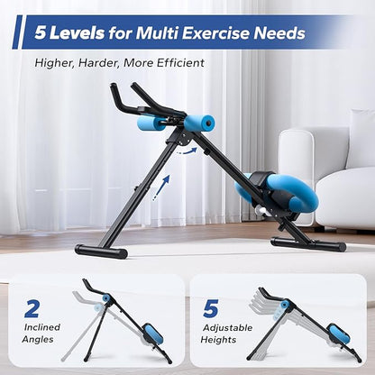 MERACH Ab Machine, Ab Workout Equipment, Adjustable Ab Trainer Machine for Abs Workout at Home Gym, Foldable, Knee Protection, Abdominal Trainer for Stomach Workout