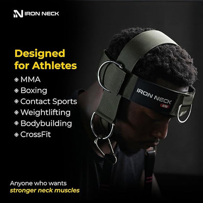 Iron Neck , Versatile Neck Exerciser, Strengthener and Trainer with Adjustable Head and Chin Strap, Portable Head Harness for Weight Lifting, Home and Gym Use